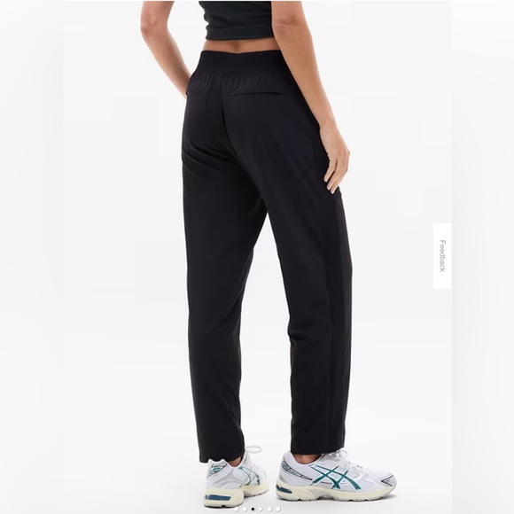 Athleta Brooklyn black ribbed mid rise ankle pants with ribbed side panel, 2 - Picture 3 of 9